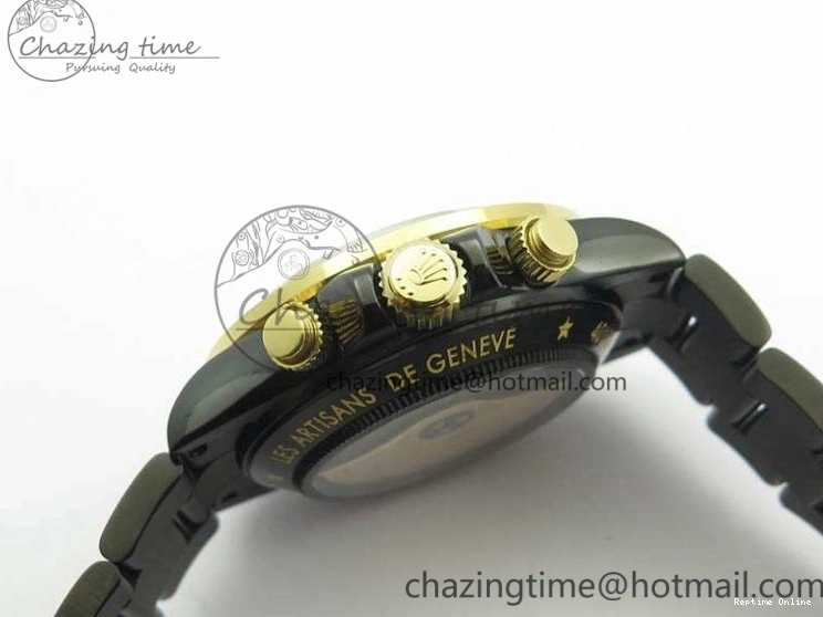 0415 Modern Daytona Kravitz YG DLC BP Maker Best Edition Black Dial On DLC Bracelet A4130 (Free Leather Strap) 3572